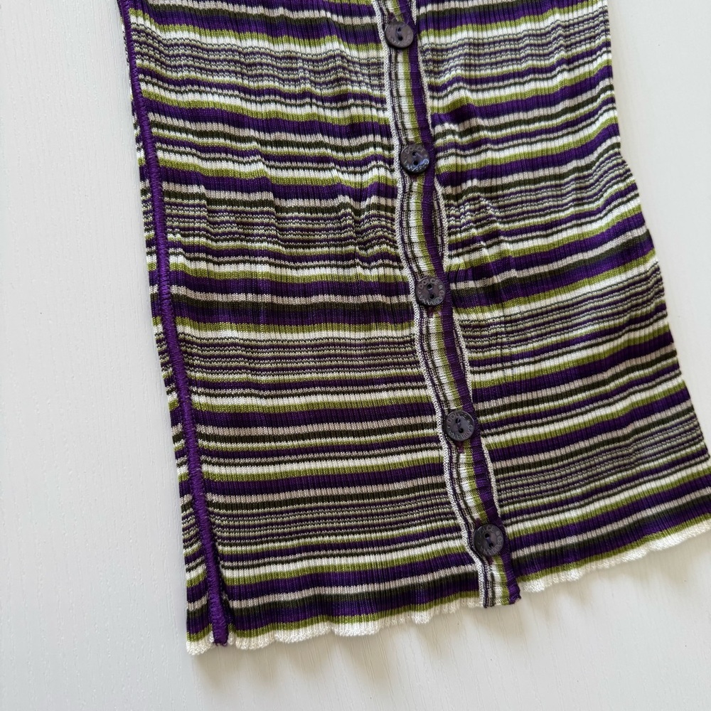 Dolce & Gabbana Striped Long Cardigan with Purple Accents, Size 38 - Picture 4 of 10
